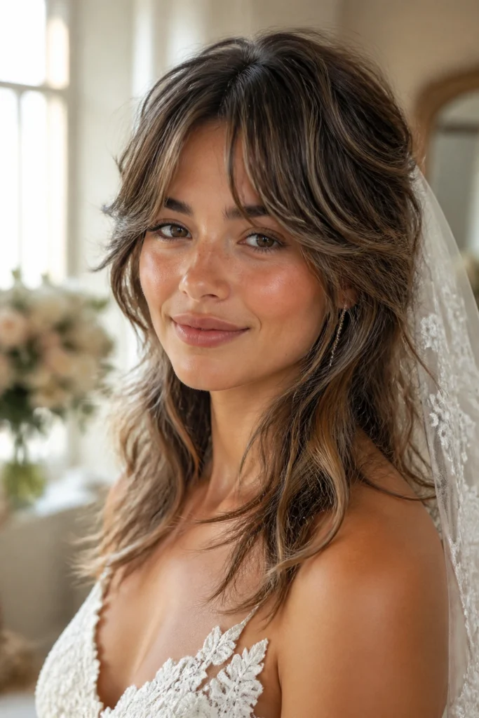 15 Wolf Cut Wedding Hairstyles for Brides