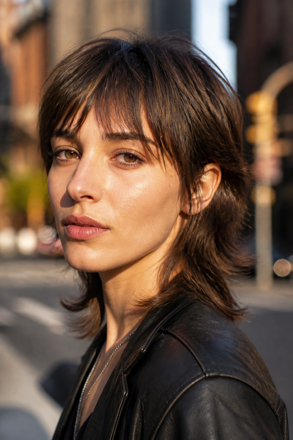 Close-up portrait of a real person with soft mullet and grown-out bangs