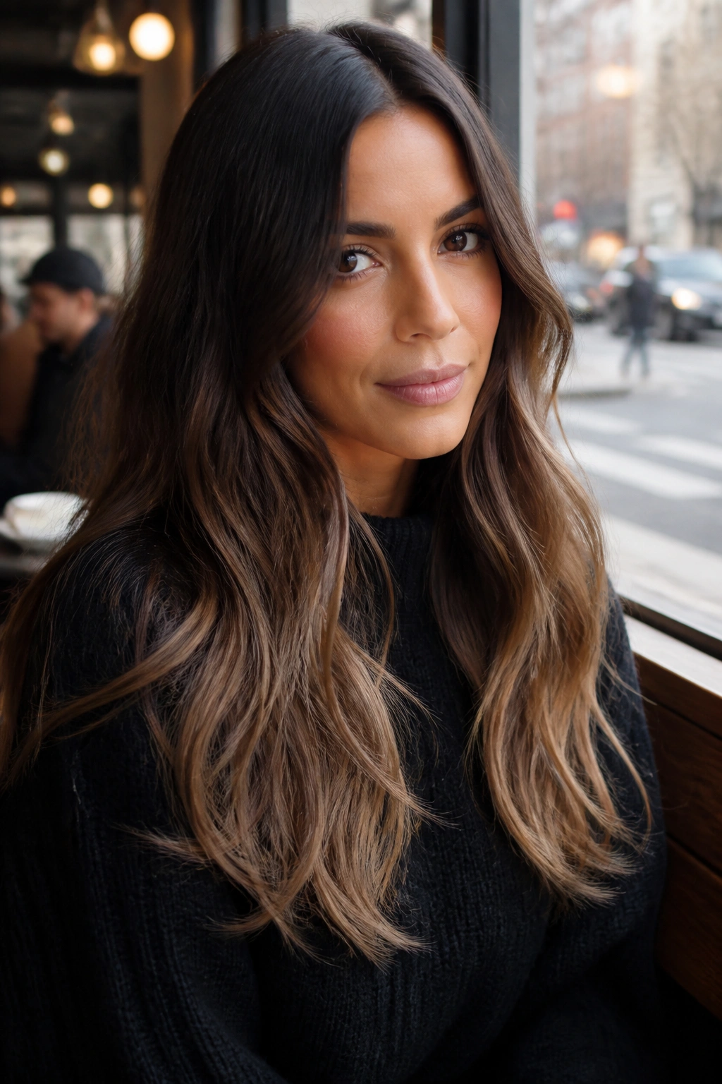 Close-up of Soft Ombré Brunette With Velvet Ends on a real person