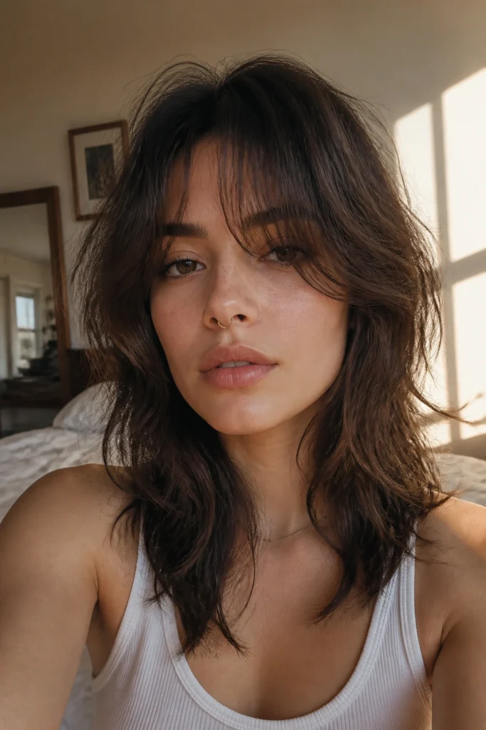 22 Wolf Cuts With Curtain Bangs for Women