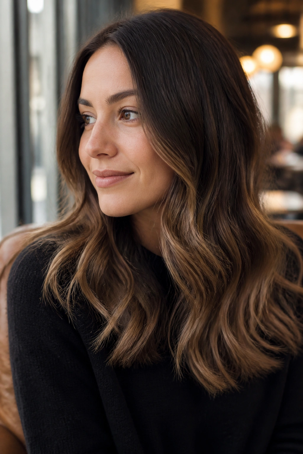 Real person with soft sombre hair gradient in natural daylight
