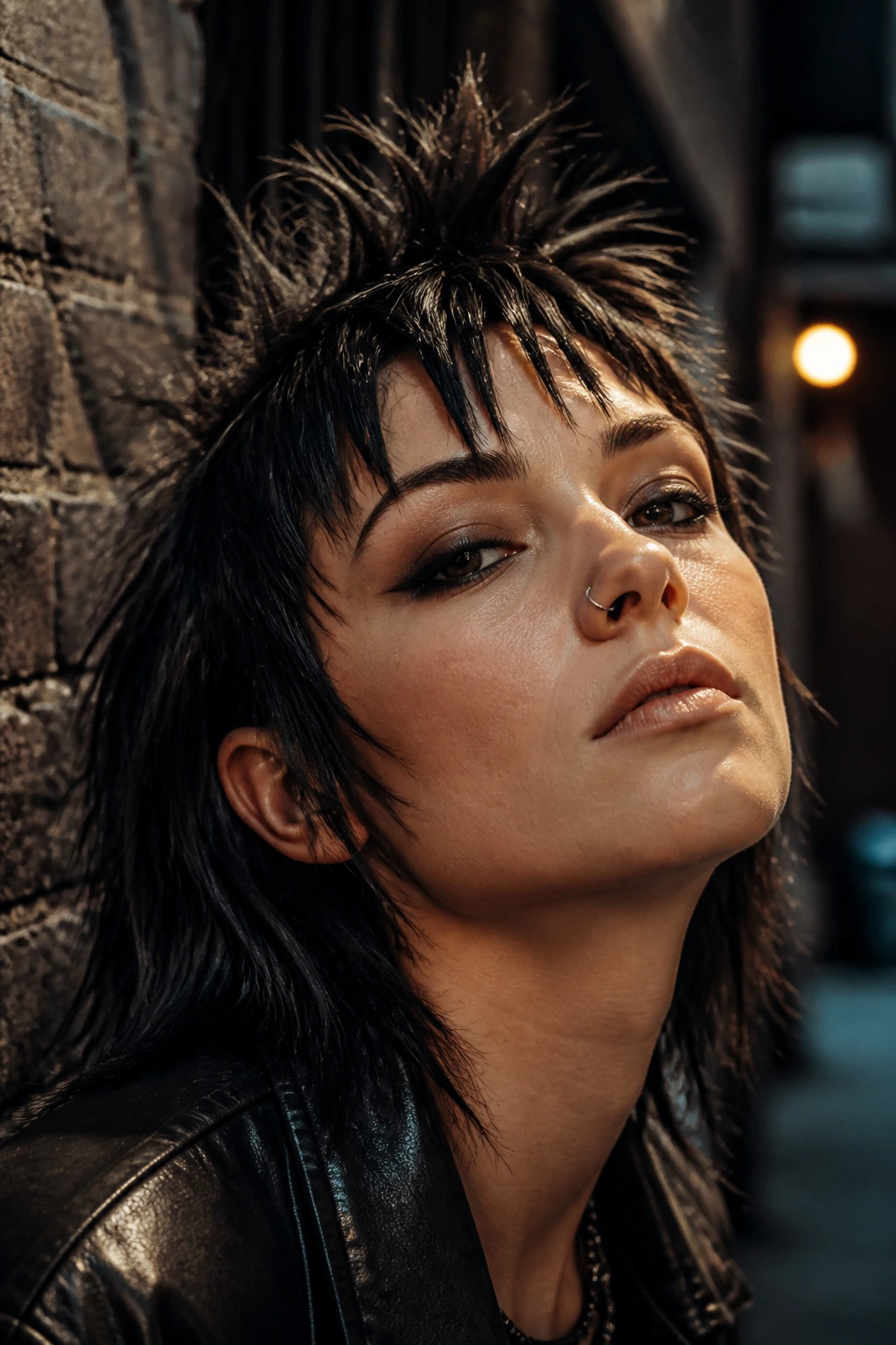 Close-up portrait of a person with spiky edgy bangs styled into spikes