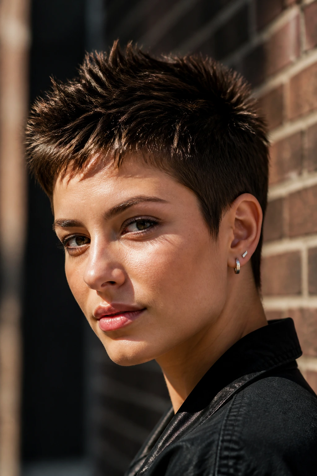 Close-up of a real person with a spiky textured crop.