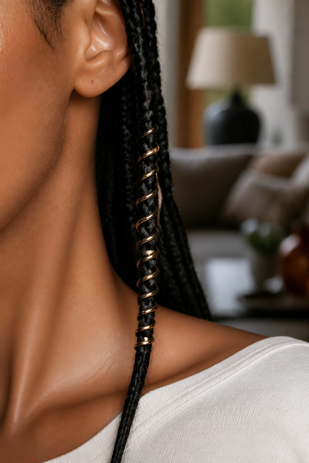 Spiral wrap cuff around a thin braid on a real person