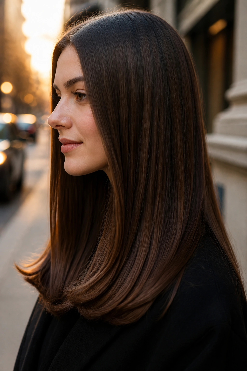 Straight hair with bent ends on real person