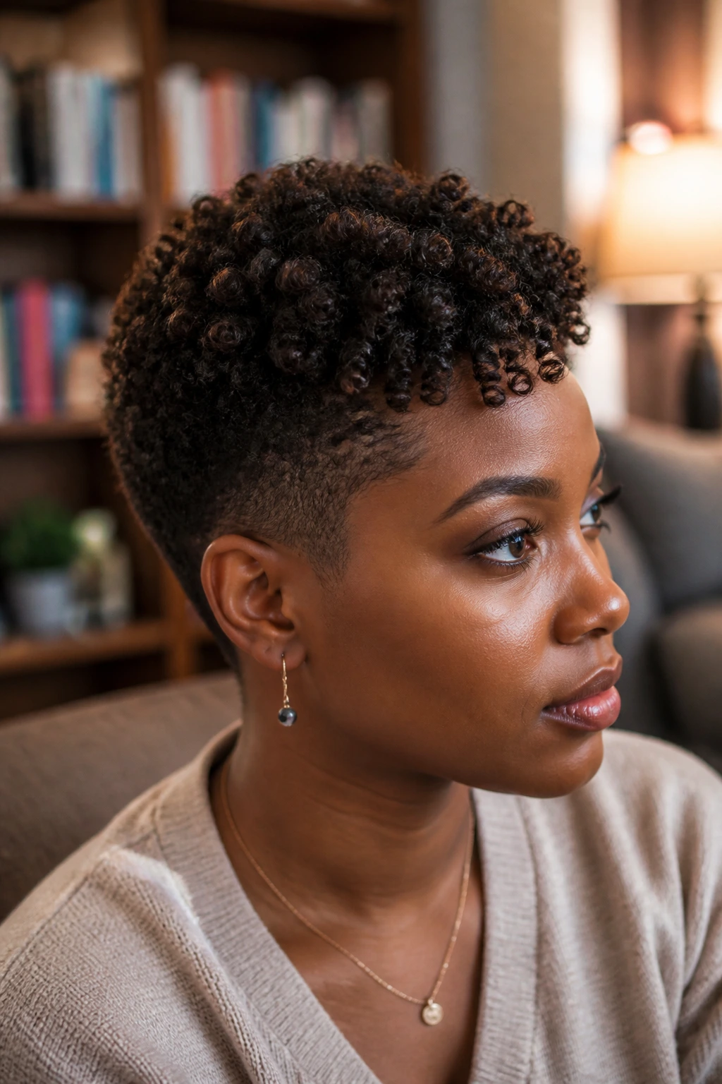 Real person with tapered natural crop for coils showing curl pattern