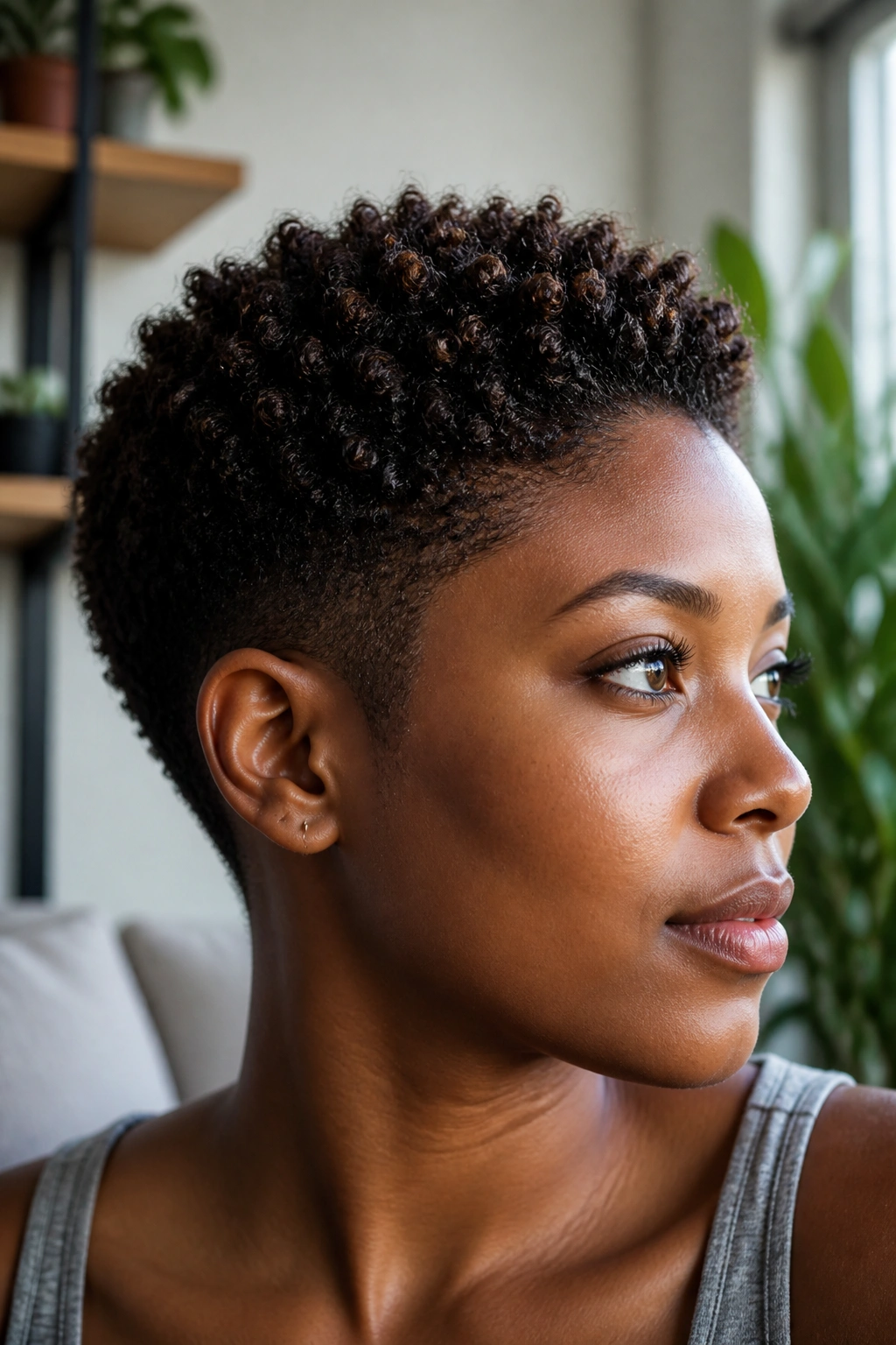 Close-up of a real person with a tapered haircut showing natural texture