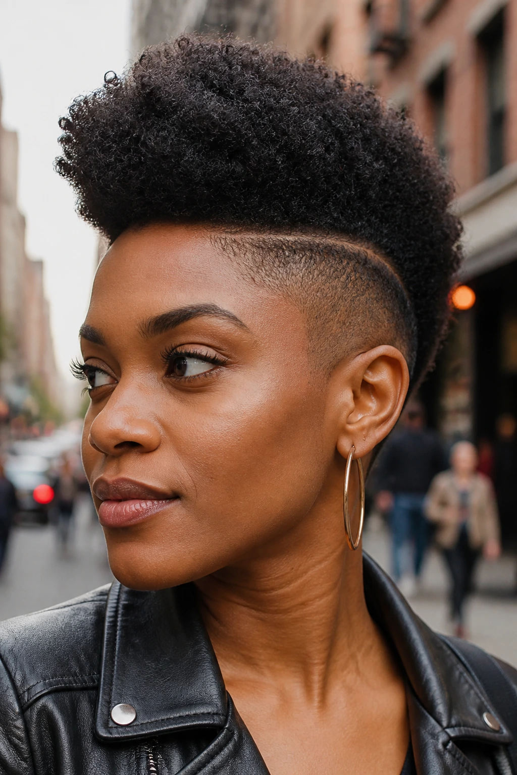 Portrait of person with shaved sides and tapered cut
