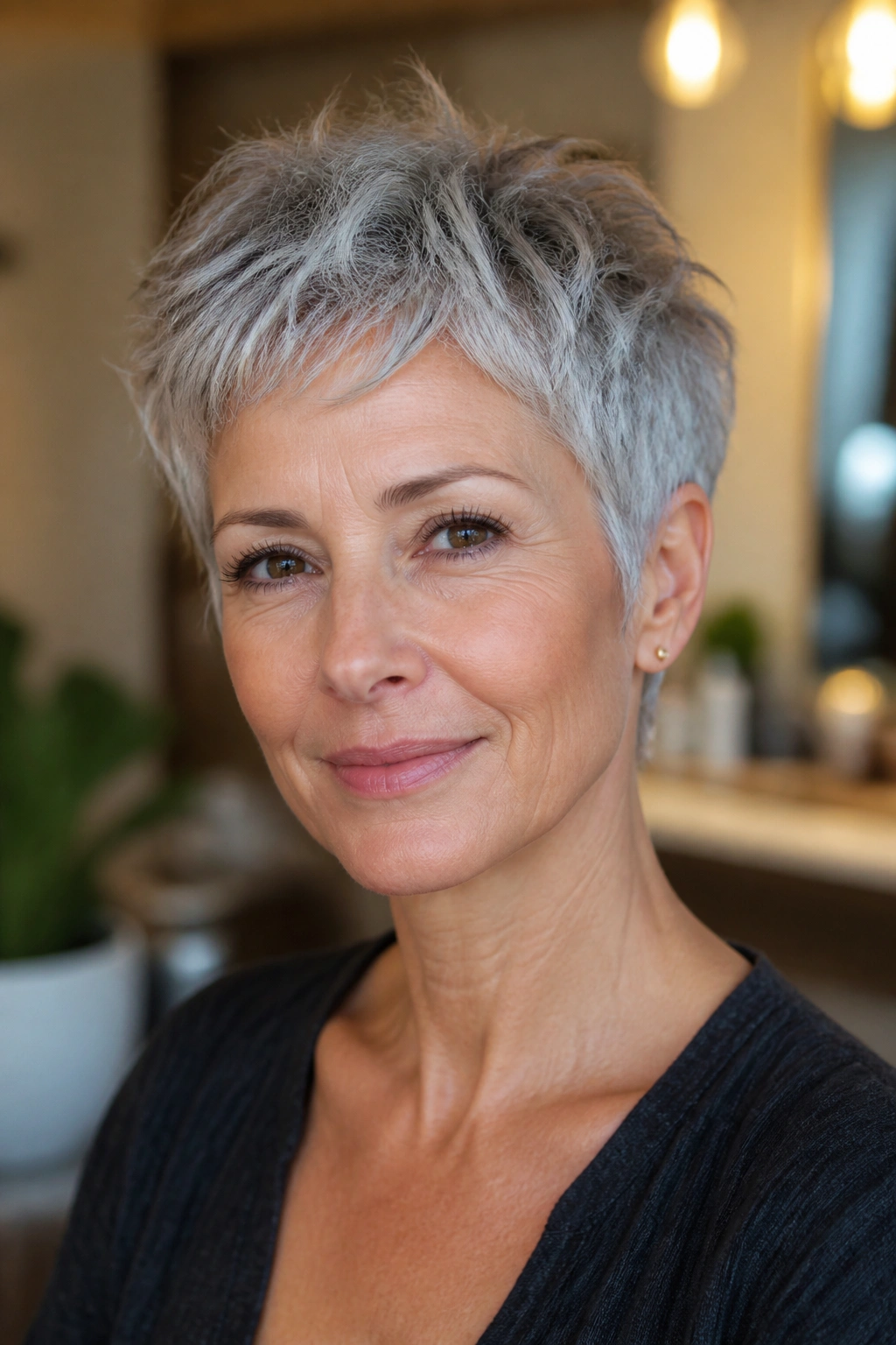 Close-up of a real woman with a textured crop showing movement and texture.