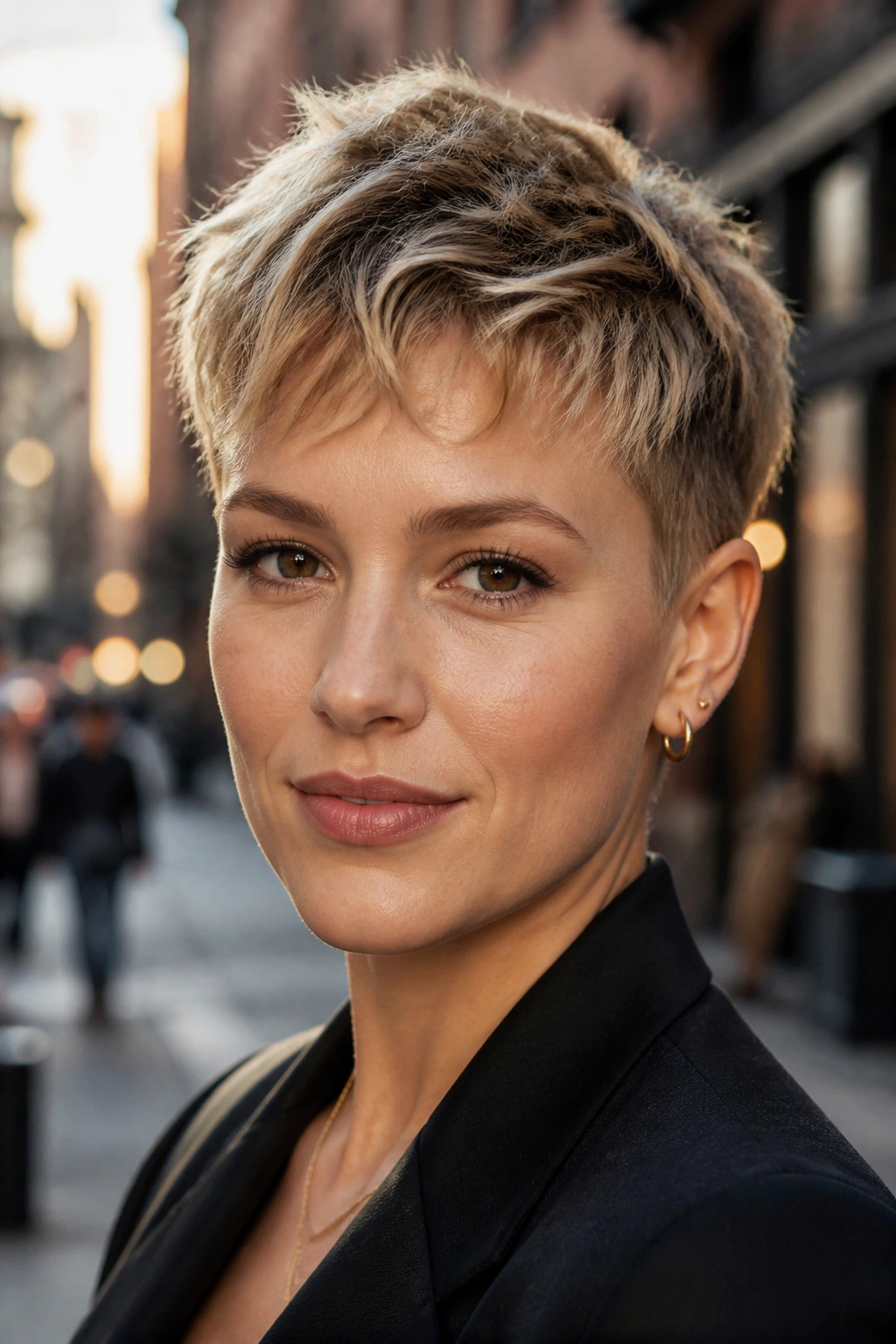 Portrait of a woman with textured crop and top lift