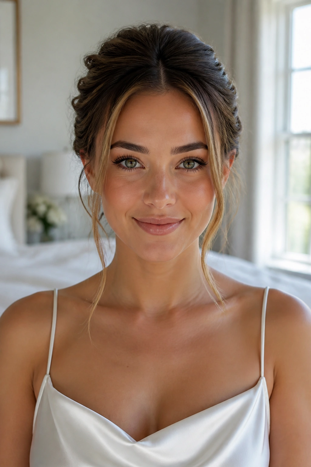 Front view of a real woman's Textured Twist with face-framing pieces hairstyle