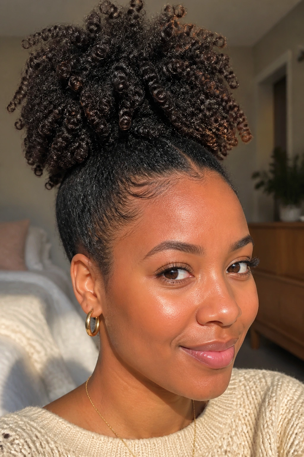 Close-up of The Twist-Out Puff hairstyle showing twist texture and defined ends on a real person
