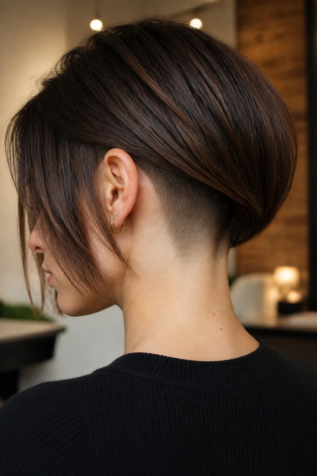 Close-up portrait of a real person with an undercut at the nape