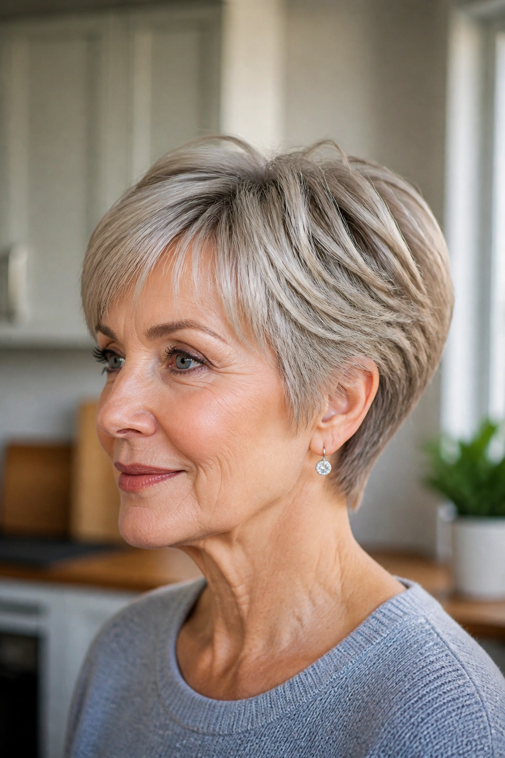 Real woman with wedge cut and tapered nape