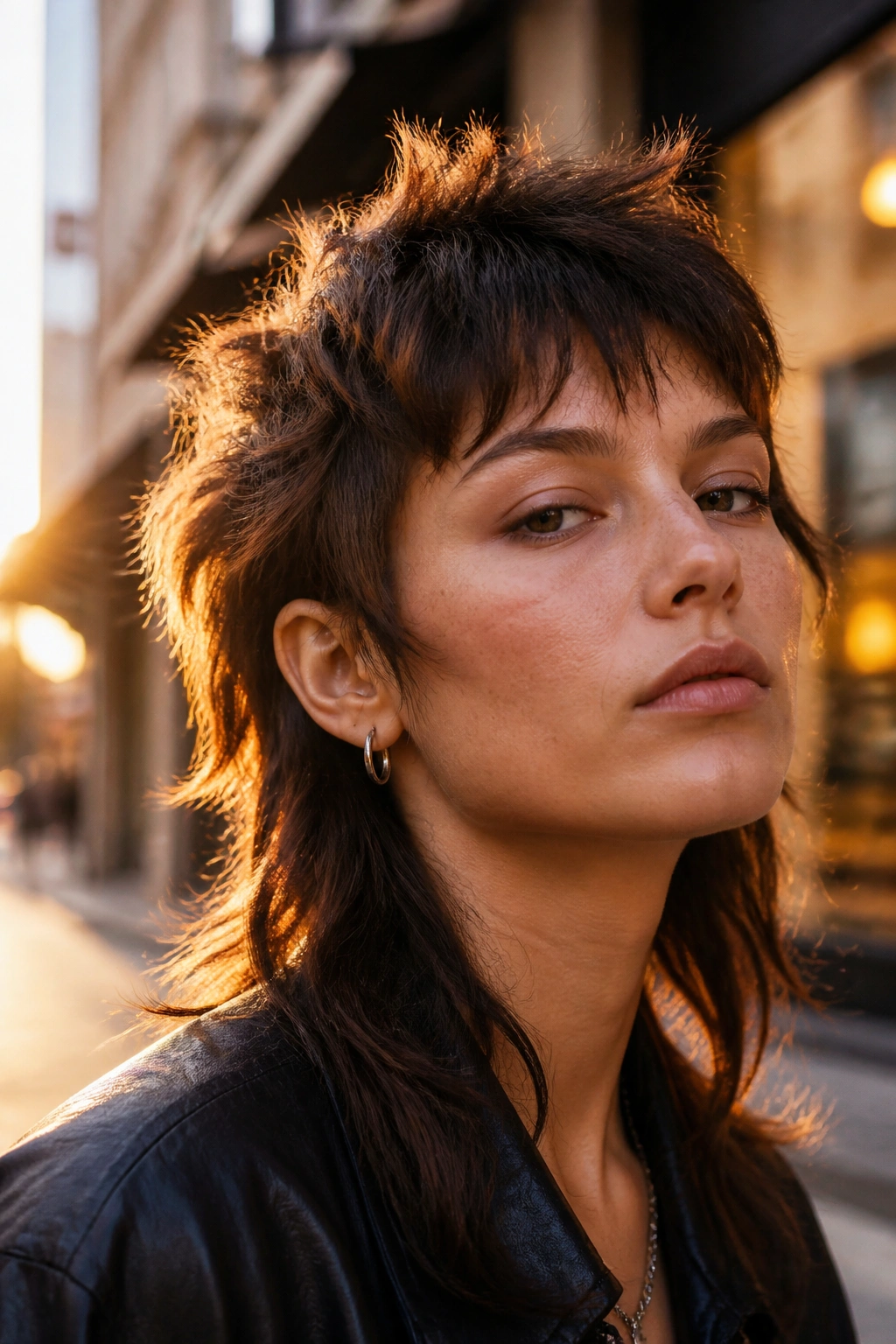Portrait of a person with wolf cut mullet featuring choppy crown