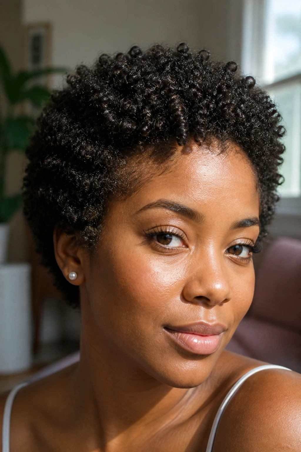 Close-up of defined coils with a natural shape on a real woman.