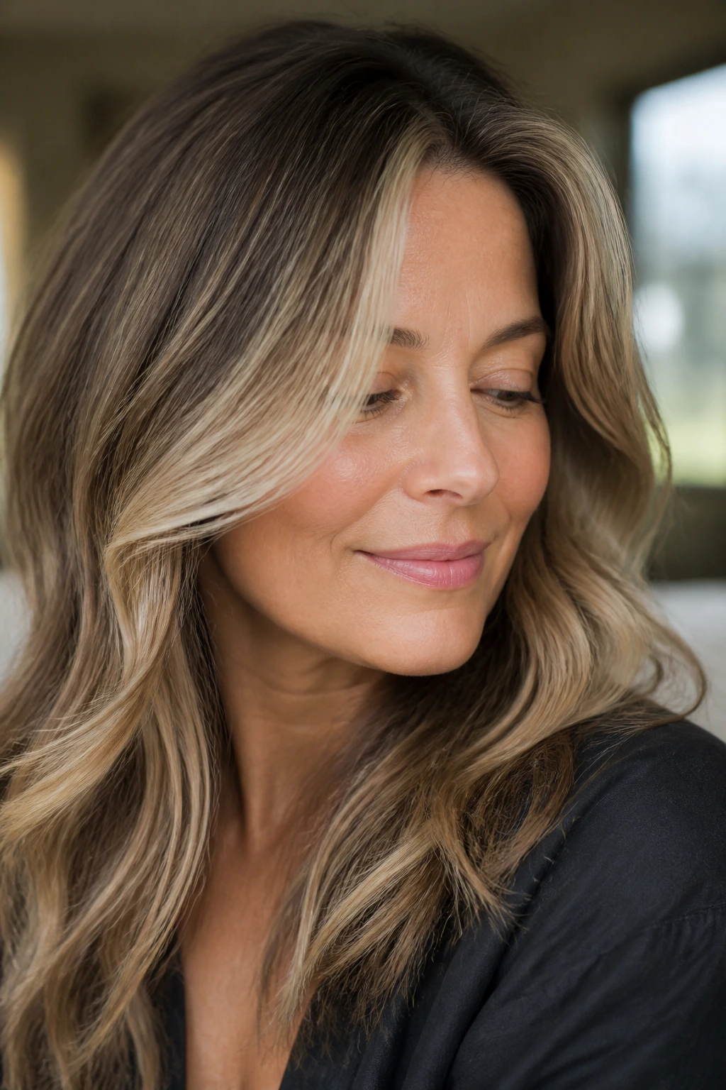 Face-framing money piece highlighting the face with soft cool-toned strands