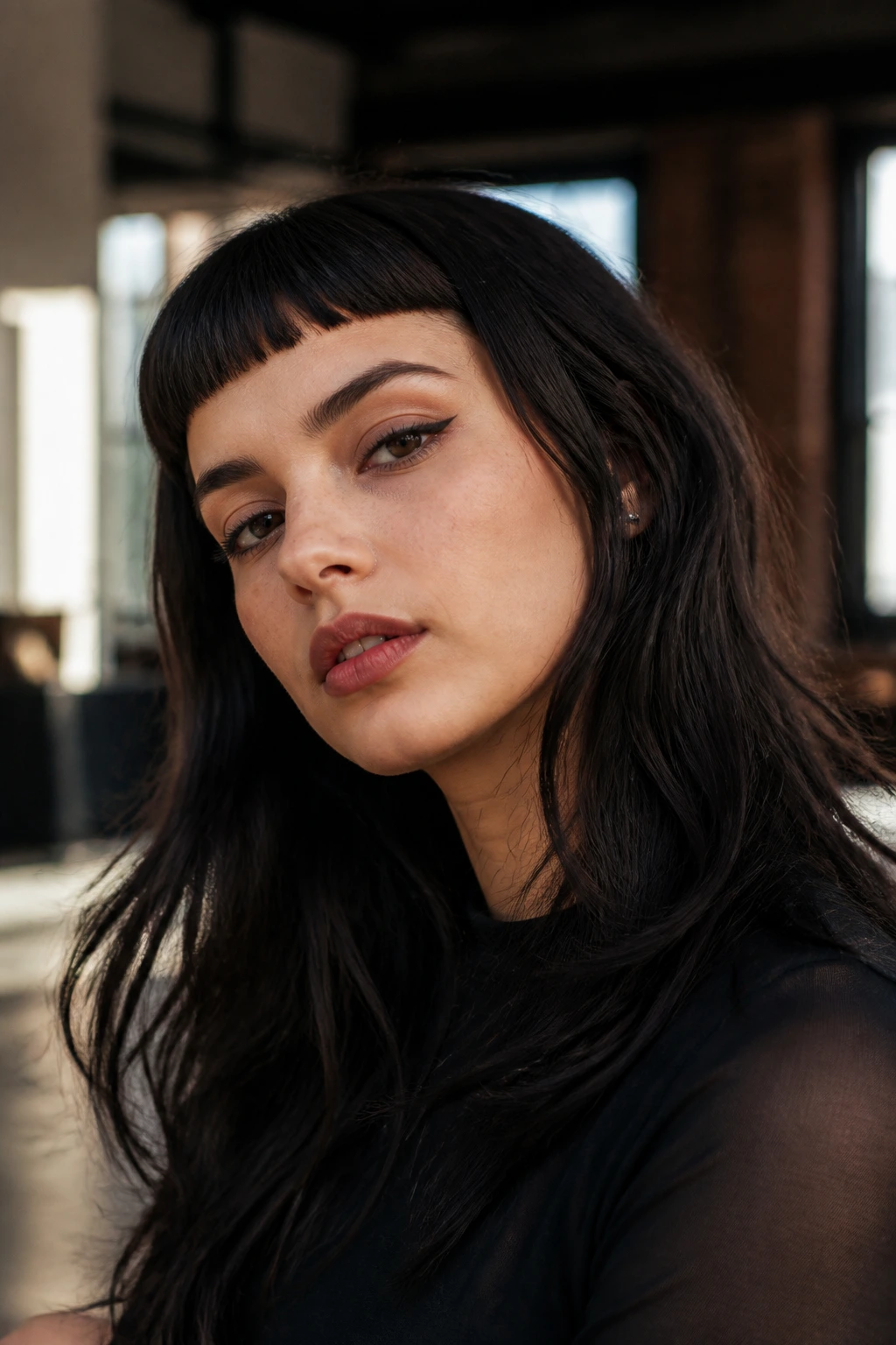 Close-up of a real woman's ultra-short micro fringe