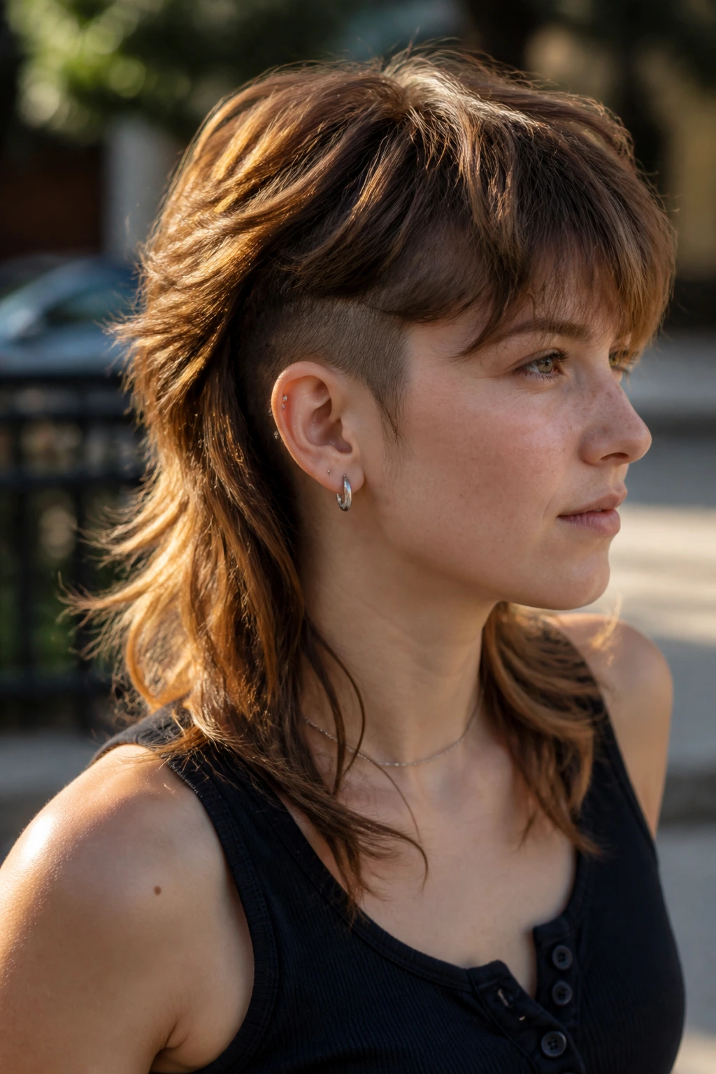 Real person with shoulder-length mullet and soft undershave